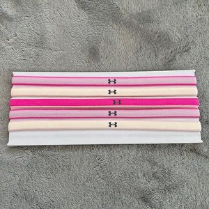 New Under Armour Non-Stick Pink/Purple/White Headbands Set of 5